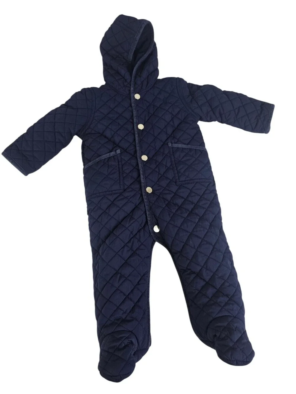 polo ralph lauren snowsuit Baby Bunting 9 Months Navy Blue Quilted EUC